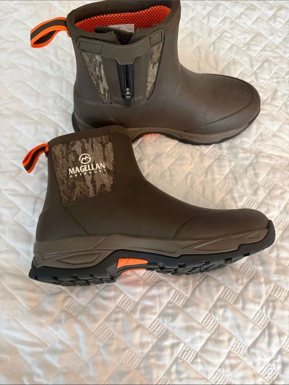 Magellan Outdoors Brown Waterproof Rain & Snow Ankle Boots with Orange Accent